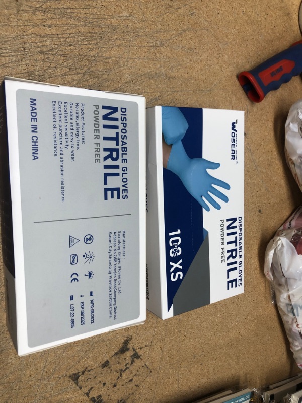 Photo 1 of Bundle of 2 Wostar Nitrile Disposable Gloves Powder & Latex Free 4mil Touch Screen Disposable Non-Sterile Nitrile Exam Gloves XS