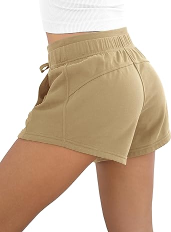 Photo 1 of Women's Sweat Shorts with Pockets Cotton French Terry Drawstring Summer Workout Casual Lounge Shorts 28''x34'' Incense 