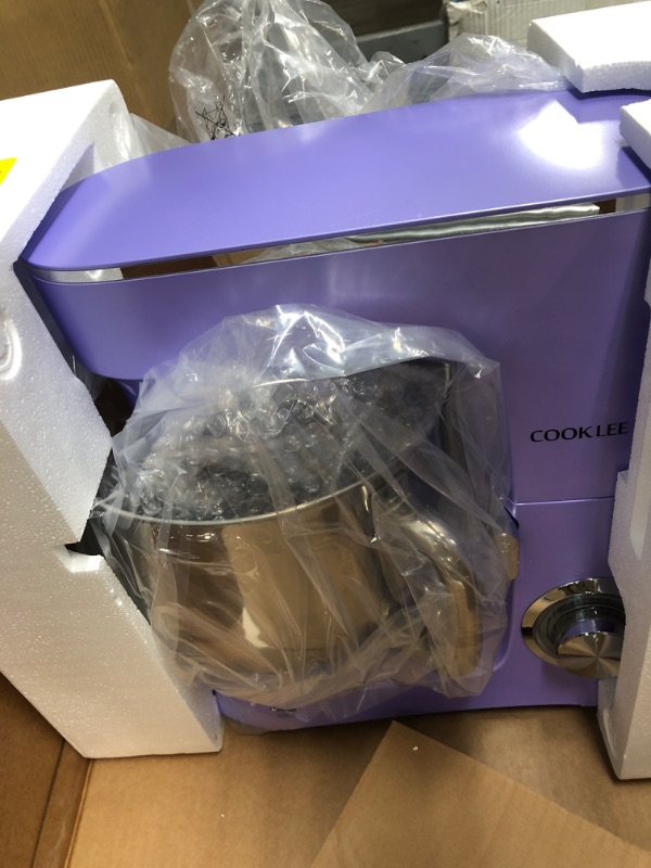 Photo 2 of COOKLEE Stand Mixer, 9.5 Qt. 660W 10-Speed Electric Kitchen Mixer with Dishwasher-Safe Dough Hooks, Flat Beaters, Wire Whip & Pouring Shield Attachments for Most Home Cooks, SM-1551, Lavender
