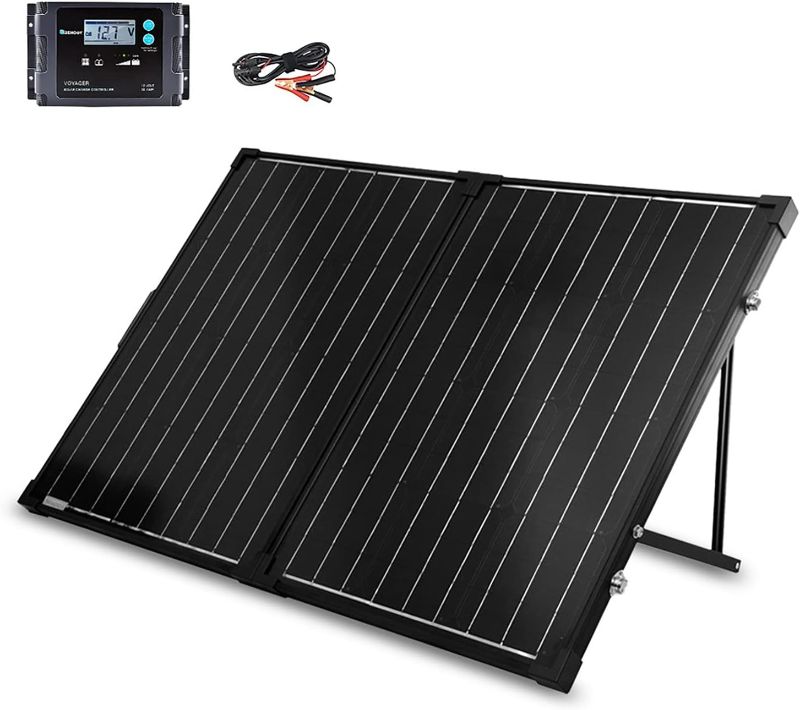 Photo 1 of Renogy 200 Watt 12 Volt Portable Solar Panel with Waterproof 20A Charger Controller, Foldable 100W Solar Panel Suitcase with Adjustable Kickstand, Solar Charger for Power Station RV Camping Off Grid
