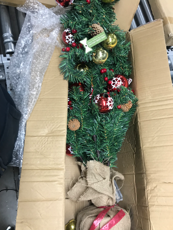 Photo 1 of 4ft Pre-lit Artificial Christmas Tree with 100 LED Lights,Vlorart Tabletop Christmas Tree with Colorful Balls,Pine Cones,Red Berries and Tree Ornaments for Home Fireplaces Xmas Indoor Outdoor Decor