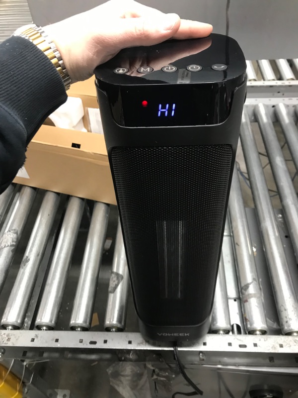 Photo 2 of 24" Space Heater, Voweek 1500W PTC Fast Heating Ceramic Heater for Office, Large Room, Indoor Use, Bedroom, Electric Heater with Thermostat, Remote, 3 Modes, ETL Certified, 12H Timer, 90° Oscillating Black