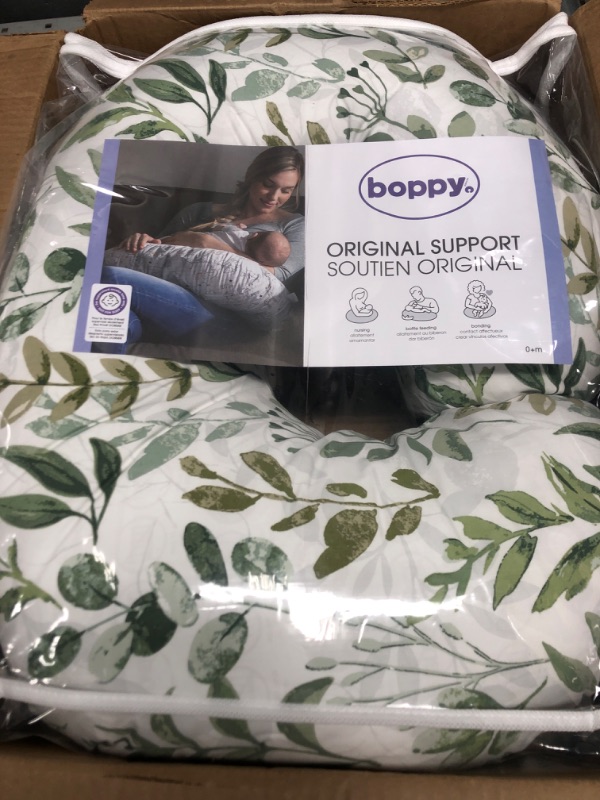 Photo 2 of Boppy Original Support Nursing Pillow, Green Foliage, Ergonomic Breastfeeding, Bottle Feeding, and Bonding, Firm Hypoallergenic Fiber Fill, Removable Cover, Machine Washable