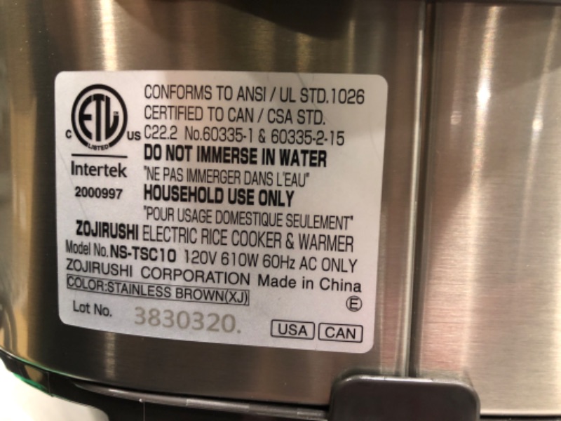 Photo 4 of ***SEE NOTES***
Zojirushi NS-TSC10 5-1/2-Cup (Uncooked) Micom Rice Cooker and Warmer, 1.0-Liter 5.5 cups Rice Cooker