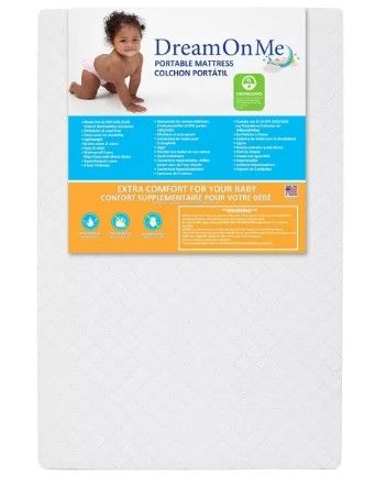 Photo 1 of Dream On Me Portable Crib and Toddler Mattresses - White
