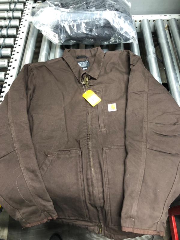 Photo 1 of Carhartt Men's Loose Fit Washed Duck Sherpa-Lined Coat Large Dark Brown