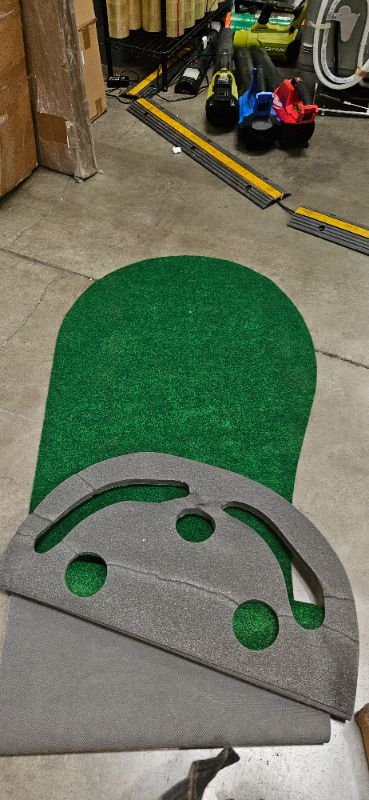 Photo 2 of 103x35" approx Foot Shaped Mini Golf Short Faux Grass Liner with Holes Cut-Out (Padded) Nonslip rug