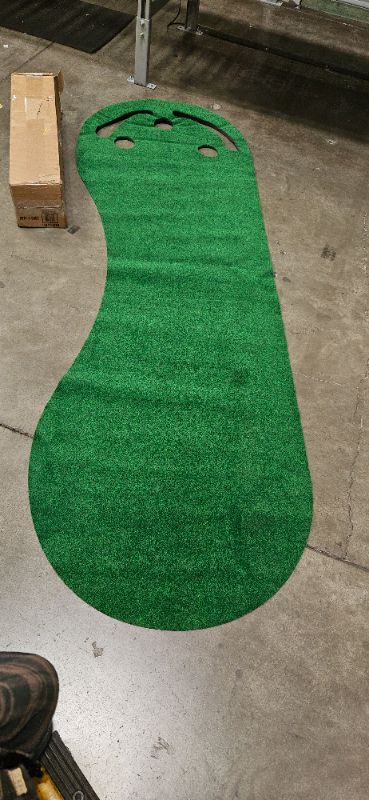 Photo 1 of 103x35" approx Foot Shaped Mini Golf Short Faux Grass Liner with Holes Cut-Out (Padded) Nonslip rug