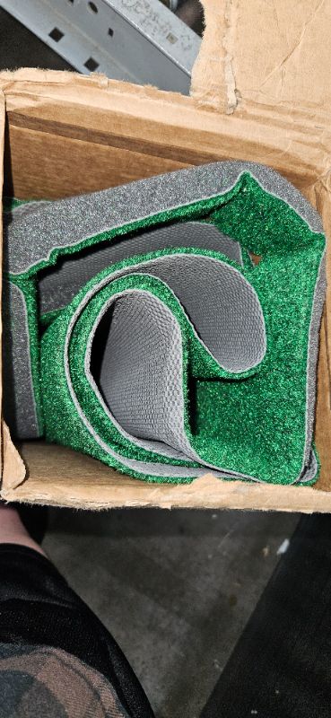 Photo 3 of 103x35" approx Foot Shaped Mini Golf Short Faux Grass Liner with Holes Cut-Out (Padded) Nonslip rug