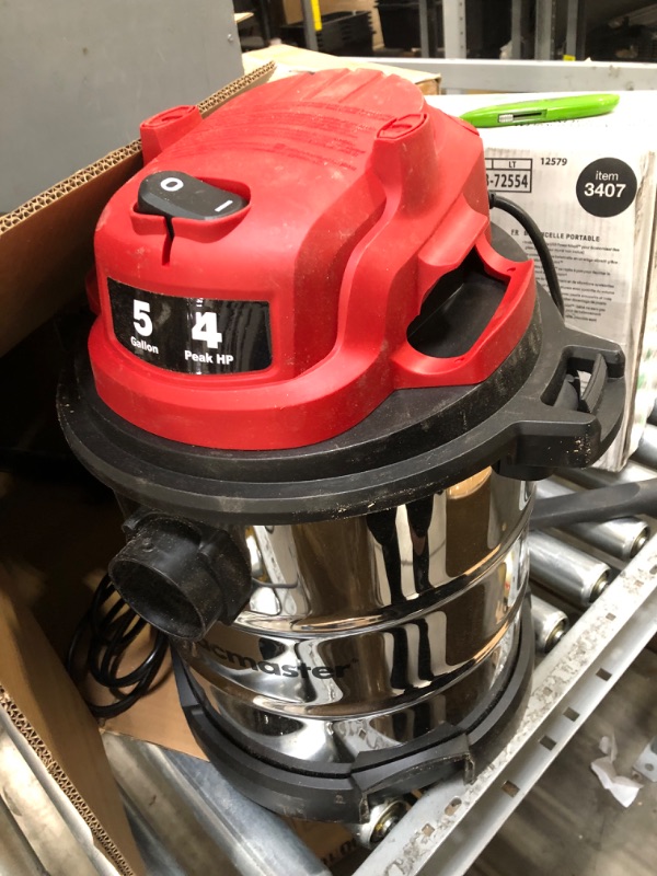 Photo 3 of (DUSTY) Vacmaster Red Edition VOC508S 1101 Stainless Steel Wet Dry Shop Vacuum 5 Gallon 4 Peak HP 1-1/4 inch Hose Powerful Suction with Blower Function