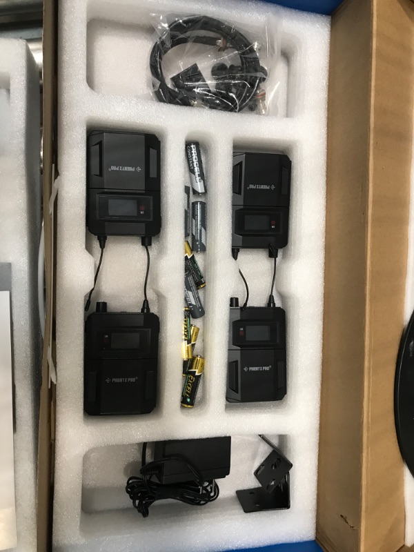 Photo 3 of Phenyx Pro Wireless in Ear Monitor System, Quad-Channel Wireless IEM System, Metal IEM w/ 4 Bodypacks, 4x25 UHF Frequencies, Rack Mount, 164ft Range, Mono Deisgn, for Studio/Band (PTM-33)