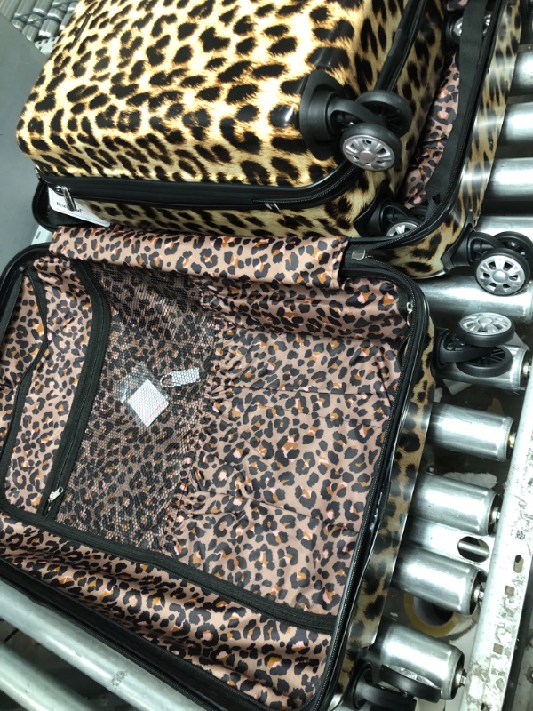 Photo 3 of **MISSING THE LARGEST ONE**   Rockland Safari Hardside Spinner Wheel Luggage, Leopard, 3-Piece Set (20/24/28) 3-Piece Set (20/24/28) Leopard