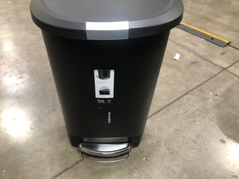 Photo 2 of **NO TRASH BAGS INCLUDED**  simplehuman 50 litre semi-round step can black plastic + code P 60 pack liners Black Plastic Trash can bundle w/ 60 pack liner