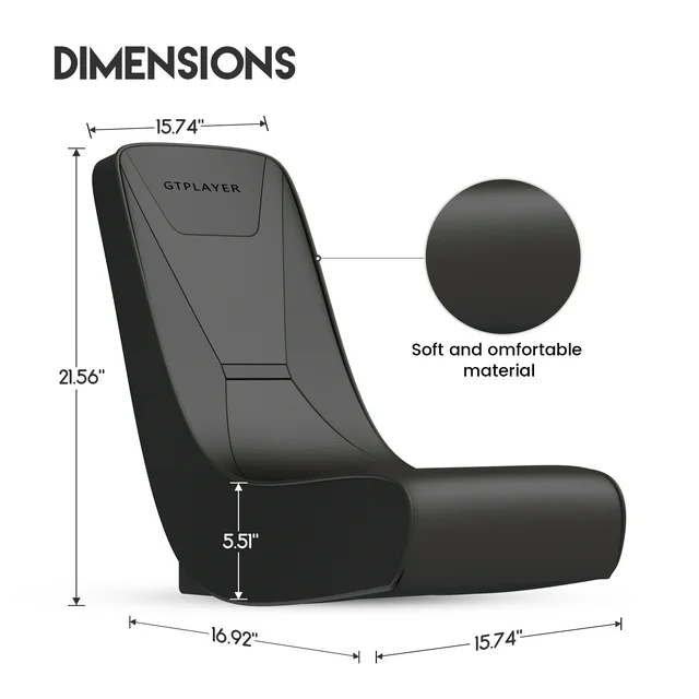 Photo 1 of (SEE NOTES) Black Pleather Gaming Chair Faux Leather Floor Rocker Video Gaming Chair, Black
