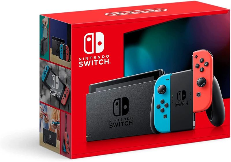 Photo 1 of *********Missing Pieces- No joy-con straps or HDMI cord included********.Nintendo Switch™ with Neon Blue and Neon Red Joy?Con™