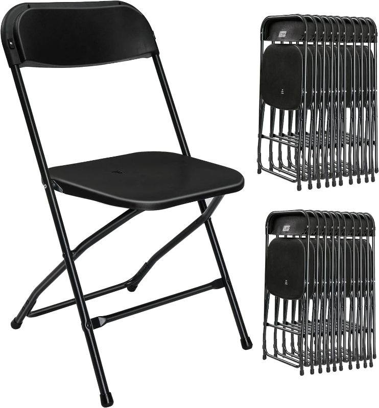 Photo 1 of VINGLI Black Plastic Folding Chairs 20 Pack, High Capacity to 350 lbs, Sturdy and Comfortable to Use,Stackable Foldable Seat for Events Party Gatherings Office Wedding Kitchen Dining Church School
