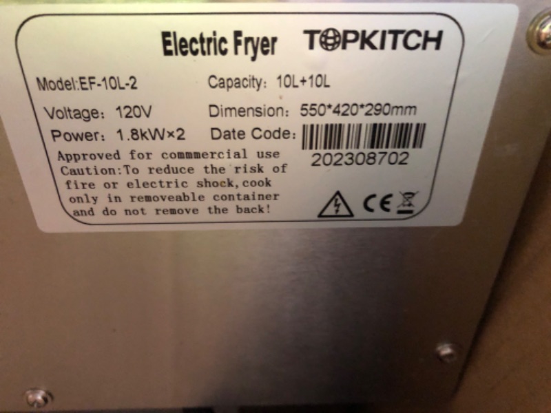 Photo 1 of **USED** *SEE CLERK NOTES* TOPKITCH Commercial Deep Fryer Stainless Steel Dual Tank