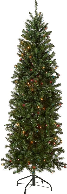 Photo 1 of 
National Tree Company Artificial Pre-Lit Slim Christmas Tree, Green, Kingswood Fir, Multicolor Lights, Includes Stand, 6.5 Feet
