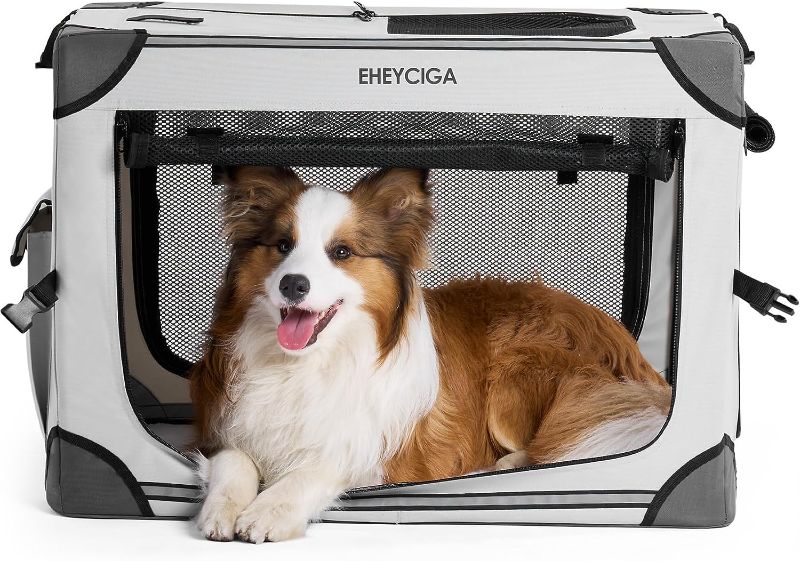 Photo 1 of 
EHEYCIGA Collapsible Large Dog Crate, 30 Inch Soft Portable Soft Dog Kennel for Medium Dogs, Indoor & Outdoor Foldable Dog Travel Crate with Mesh Windows
Size:Grey
