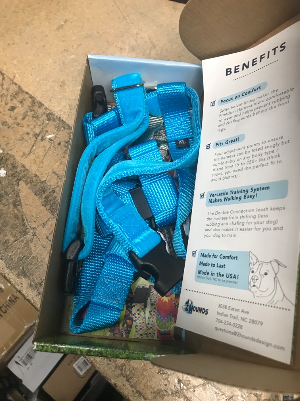 Photo 2 of 2 Hounds Design Freedom No Pull Dog Harness | Comfortable Control for Easy Walking | Adjustable Dog Harness | Small, Medium & Large Dogs | Made in USA | Solid Colors | 1" XL Turquoise XL (Chest 32" - 38") Turquoise