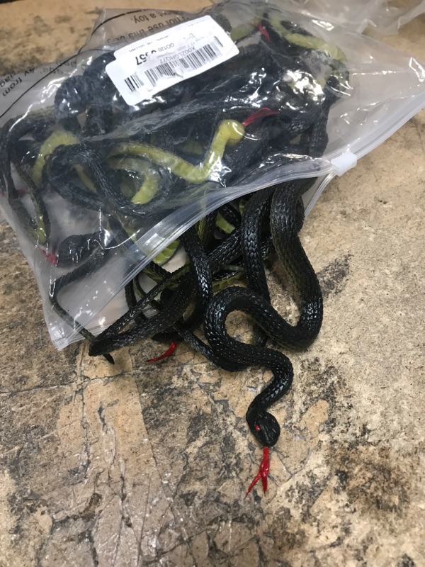 Photo 2 of 15 Pieces 17.7 Inch Rubber Snakes Realistic Plastic Snake Fake Snake Props for Garden Props to Keep Birds Away, Pranks, Halloween Decoration Black