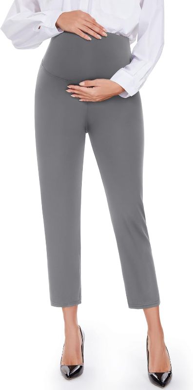 Photo 1 of Hi Clasmix 7/8 Maternity Work Pants Comfy Loose Stretch Over-Bump-Casual Workout Pregnancy Capri Yoga Pants