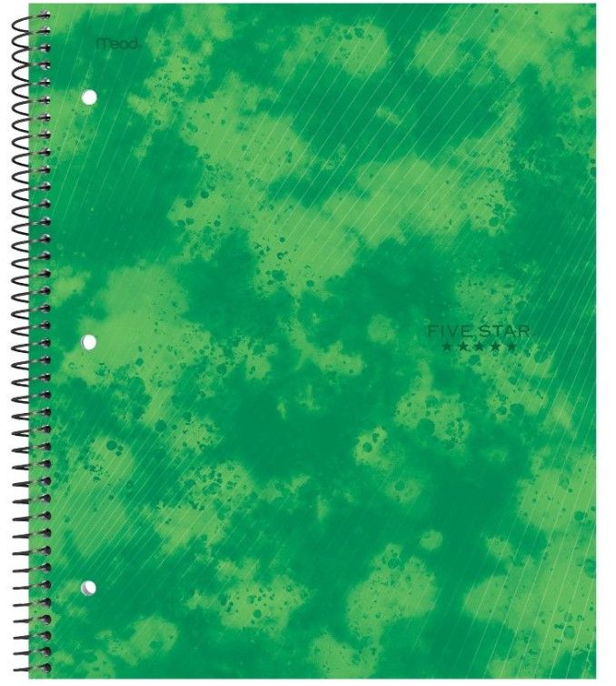 Photo 1 of Five Star 7 Subject College Ruled Spiral Notebook Green Bundle