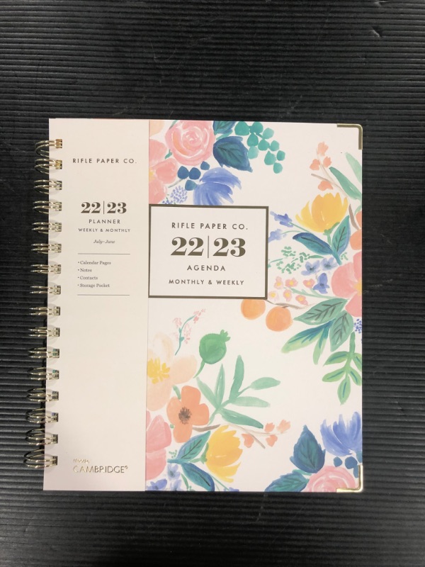 Photo 2 of 2022-23 Academic Planner Weekly/Monthly Workbook Hardcover Watercolor Floral - Rifle Paper Co. for Cambridge