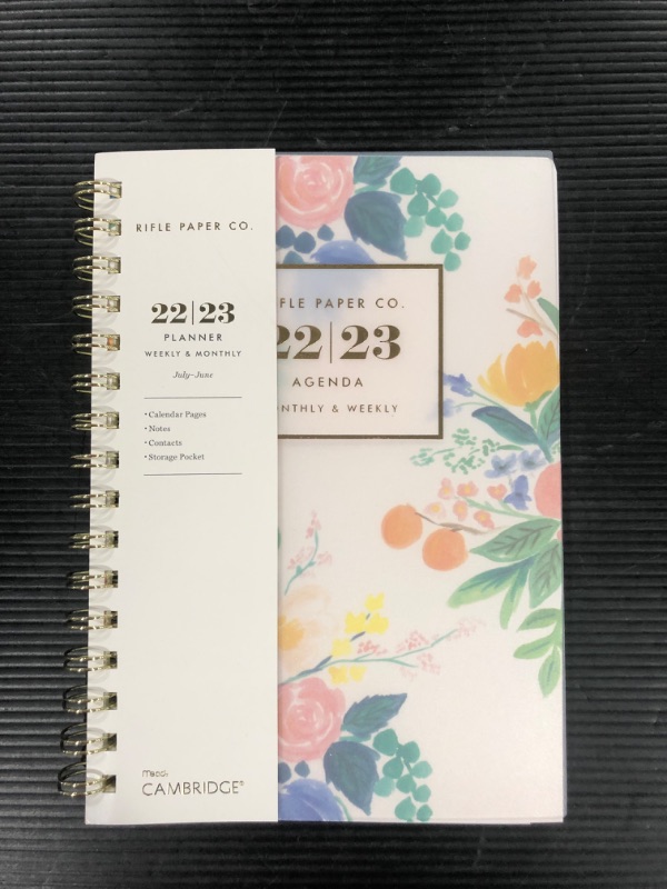 Photo 2 of 2022-23 Academic Planner Weekly/Monthly Workbook Frosted Poly Watercolor Floral - Rifle Paper Co. for Cambridge