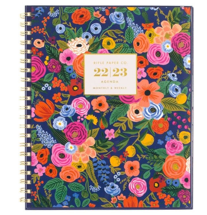 Photo 1 of 2022-23 Academic Planner Weekly/Monthly CYO Workbook 11"x8.5" Navy Garden Party - Rifle Paper Co. for Cambridge
