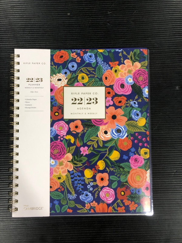 Photo 1 of 2022-23 Academic Planner Weekly/Monthly CYO Workbook 11"x8.5" Navy Garden Party - Rifle Paper Co. for Cambridge