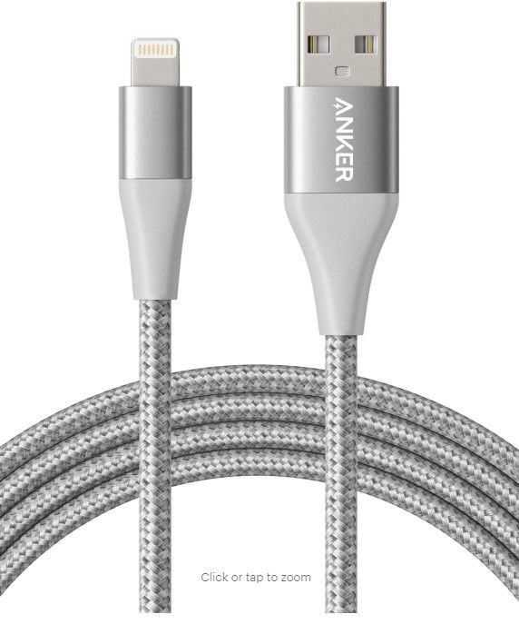 Photo 1 of Anker - Powerline+ II USB-A to Lightning Cable 3-ft - Silver