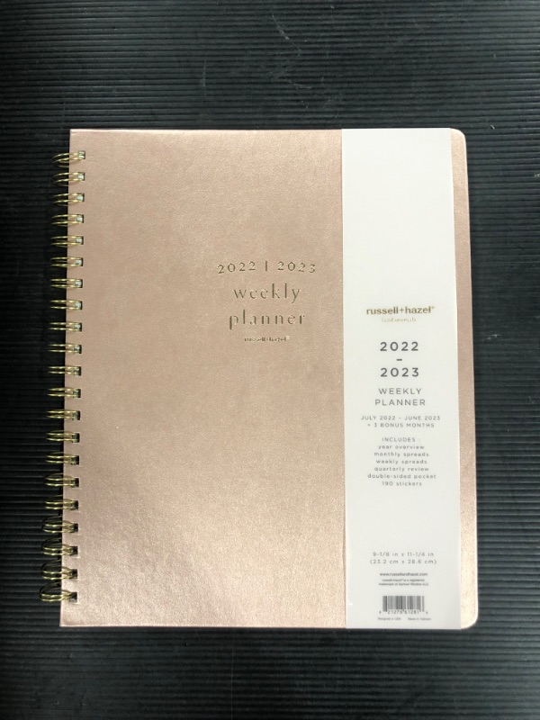 Photo 2 of 2022-23 Academic Planner 8.75x11 Weekly Spiral Vegan Leather Blush - russell+hazel