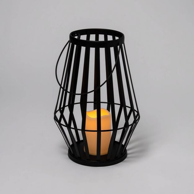Photo 1 of 13.5" Light Up Metal Slat Black Halloween Decorative Lantern - Hyde & EEK! Boutique™

