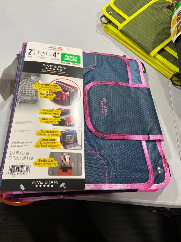 Photo 1 of Five Star 2" Sewn Zipper Binder High Capacity Navy/Pink

