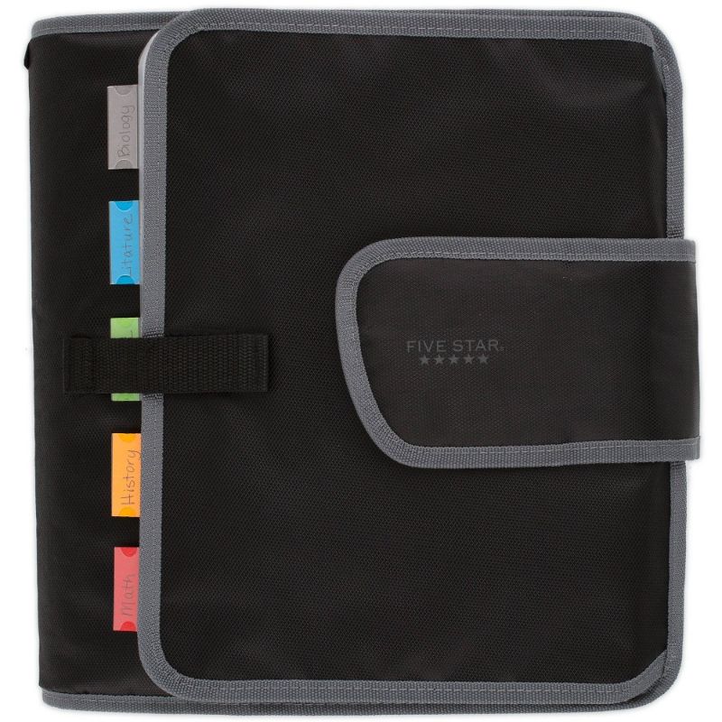 Photo 1 of 2" Quick Tab Sewn Zipper Binder Black/Gray - Five Star
