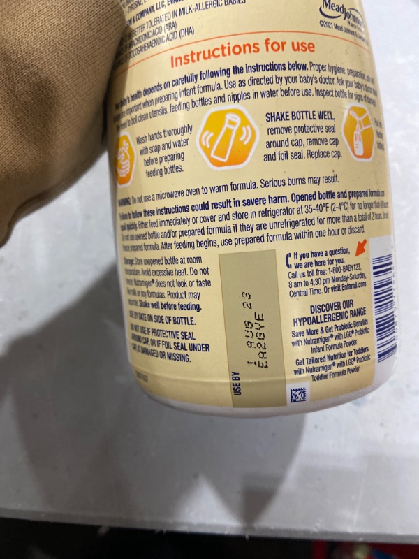 Photo 2 of Enfamil Nutramigen Infant Formula Hypoallergenic and Lactose Free Formula with Enflora LGG Fast Relief from Severe Crying and Colic Ready-to-Use Li
BB 1 AUG 2023