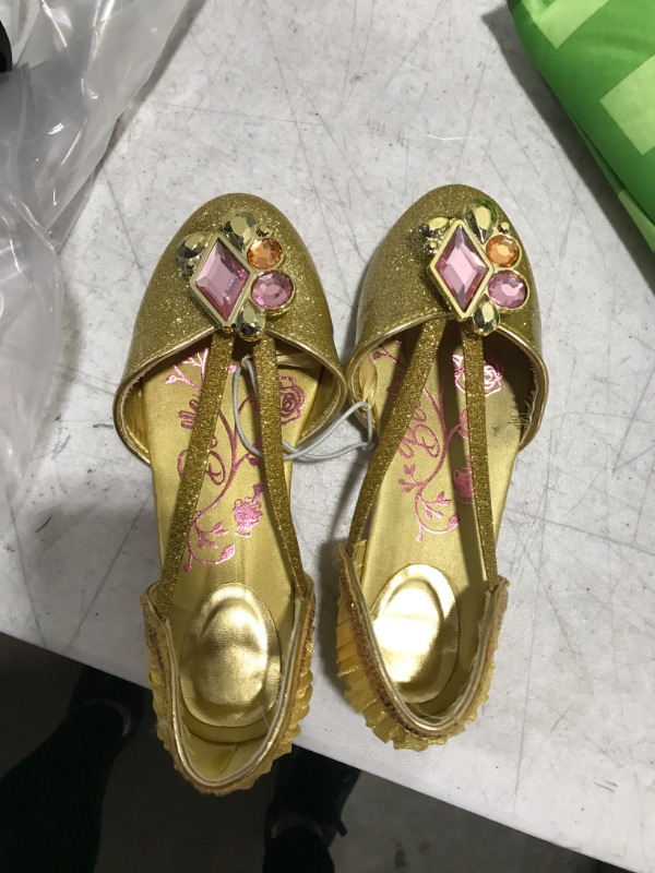 Photo 2 of Disney Belle Costume Footwear youth size 13
**dirty bottoms**