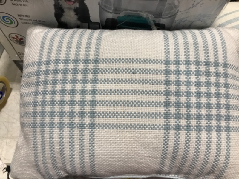 Photo 2 of 14" X 20" Plaid Indoor/Outdoor Lumbar Throw Pillow /Cream - Hearth & Hand™ with Magnolia
