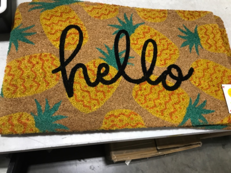 Photo 2 of 18''X 30''Hello Pineapples Doormat Yellow - Sun Squad™
