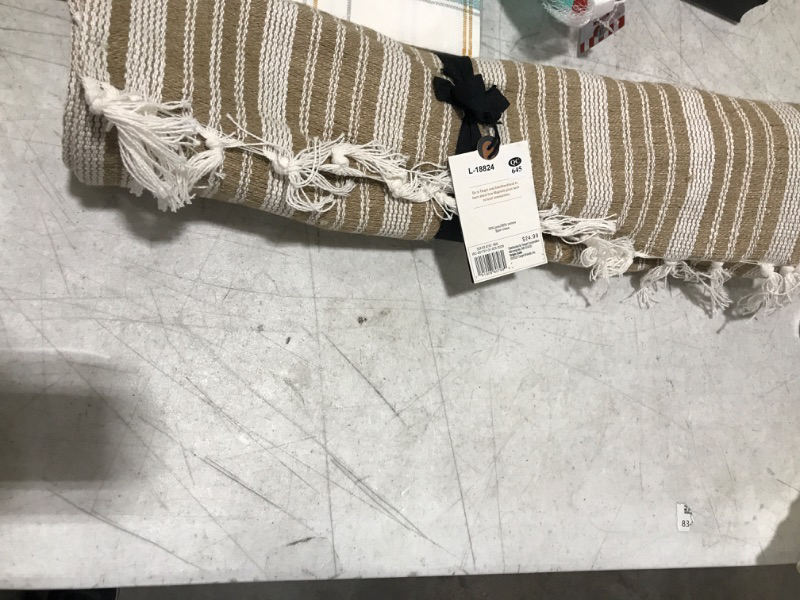 Photo 2 of 20" X 90" Stitch Stripe Jute & Cotton Blend Oversized Table Runner Natural/Sour Cream - Hearth & Hand™ with Magnolia
