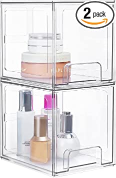 Photo 1 of 2 Pack Stackable Makeup Organizer Storage Drawers, Vtopmart 6.6’‘ Tall Acrylic Bathroom Organizers?Clear Plastic Storage Bins For Vanity, Undersink, Kitchen Cabinets, Pantry Organization and Storage
