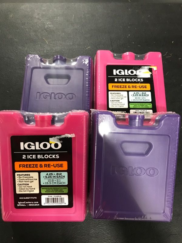 Photo 2 of 
Igloo Ice Block Refreezable Ice Packs 2pk - Pink and Purple - set of 4 -

