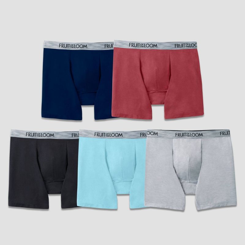 Photo 1 of Fruit of the Loo 5pk Select Comfort Supreme Cooling Blend Bottoms Assorted Boxer Briefs - Colors May Vary- MEDIUM

