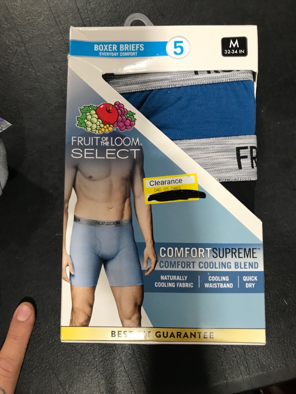 Photo 2 of Fruit of the Loo 5pk Select Comfort Supreme Cooling Blend Bottoms Assorted Boxer Briefs - Colors May Vary- MEDIUM
