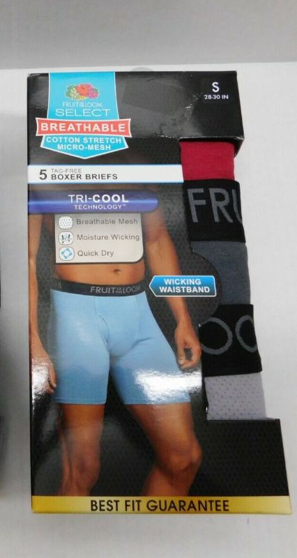 Photo 1 of Fruit of the Loom Men's Breathable Boxer Briefs 5 Pair Pack Size S 28-30
