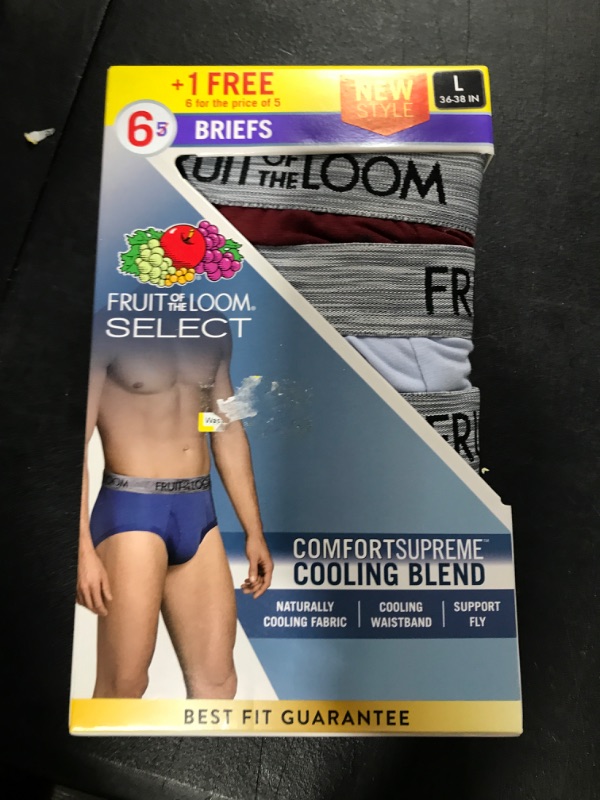 Photo 2 of Fruit of the Loom Select Men's Comfort Supreme Cooling Blend Brief - LARGE-

