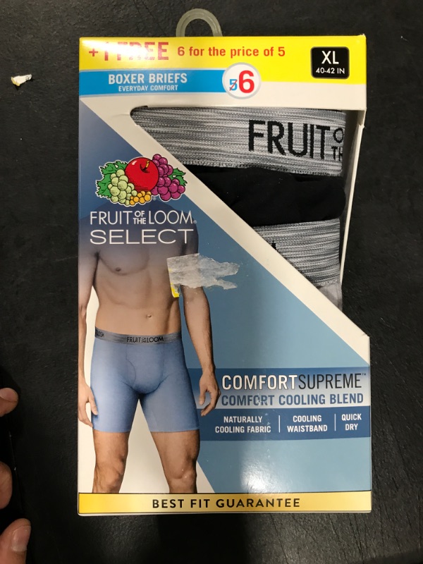 Photo 2 of Fruit of the Loom Select Men's ComfortSupreme Cooling Blend Boxer Briefs 6pk - Colors May Vary - XL -
