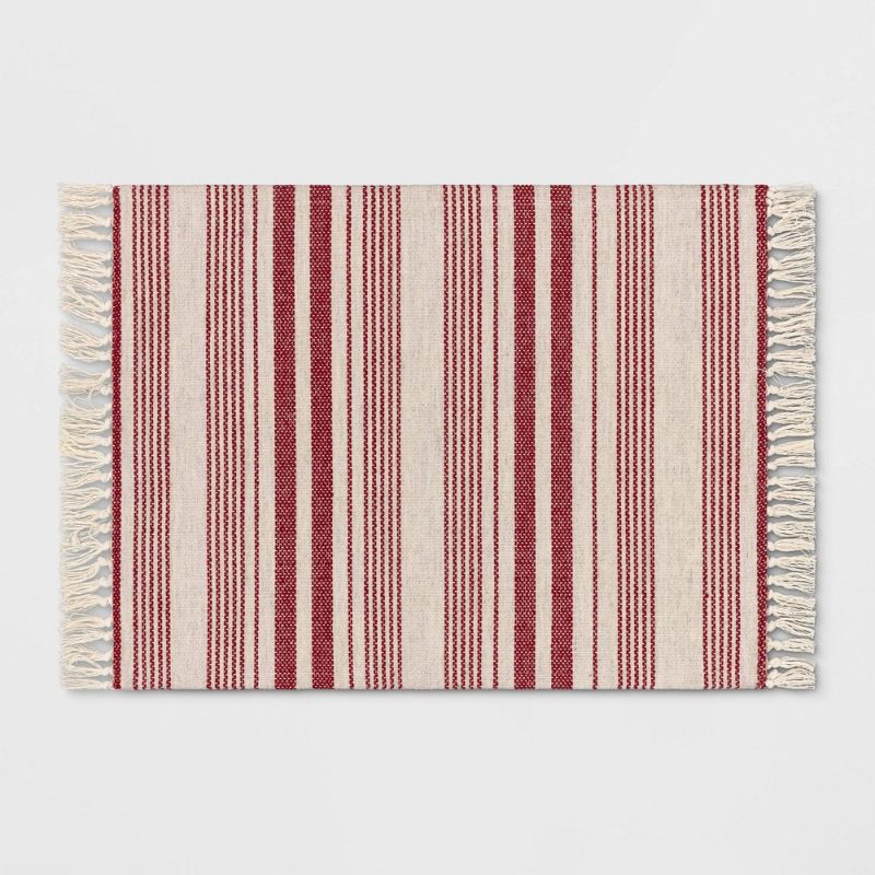 Photo 1 of 2'x3' Pet Tapestry with Fringes Woven Indoor/Outdoor Rug Red/Ivory - Threshold™

