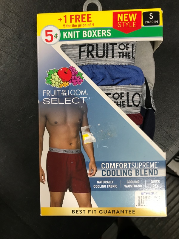 Photo 1 of Fruit of the Loom Select Men's Comfort Supreme Cooling Blend Knit Boxer 5 pack - small - 


